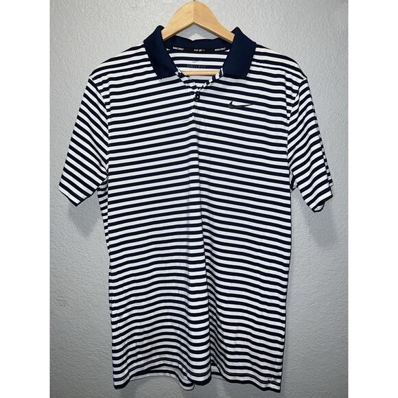 Nike Golf Dri Fit Men’s Striped Polo Blue White Shirt Size MediumRetails New $55 - Picture 1 of 4